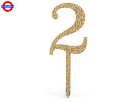 CAKE TOPPER ACRILIC SPARKLING ORO N.2