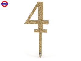 CAKE TOPPER ACRILIC SPARKLING ORO N.4