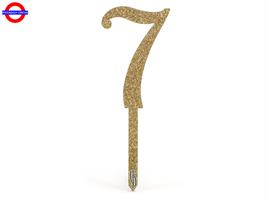 CAKE TOPPER ACRILIC SPARKLING ORO N.7