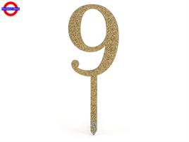 CAKE TOPPER ACRILIC SPARKLING ORO N.9