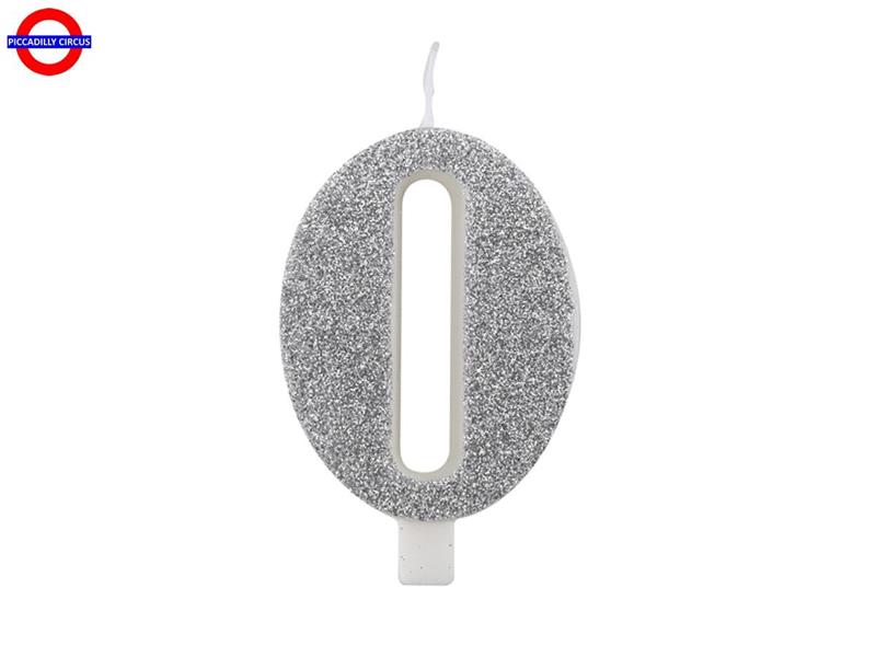 CANDELINA NUM. GLITTER ARGENTO CM.9.5 N°0 BIO