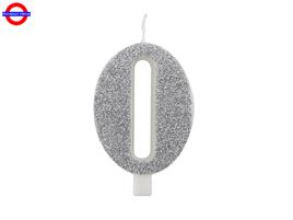 CANDELINA NUM. GLITTER ARGENTO CM.9.5 N°0 BIO