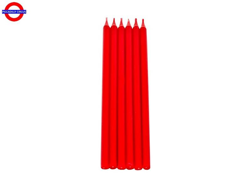 CANDELINA STELO GRANDE CM.23 ROSSA CF.6 PEZZI