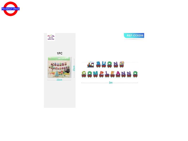 BUON COMPLEANNO FESTONE TRENO MT.3