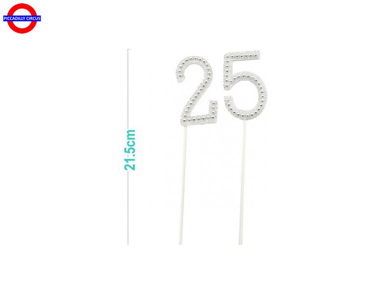 CAKE TOPPER ANNIVERSARIO 25° IN PERLA ARGENTO