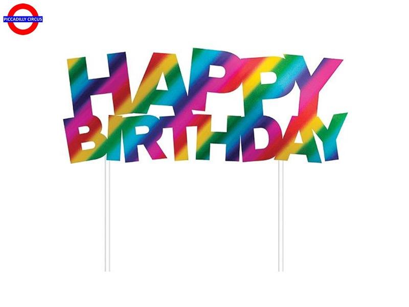 CAKE TOPPER HAPPY BIRTHDAY PLEX ARGENTO CM.12.5X12