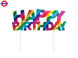CAKE TOPPER HAPPY BIRTHDAY PLEX ARGENTO CM.12.5X12
