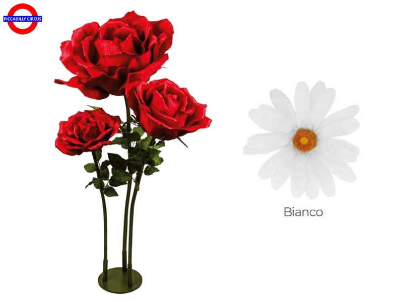 BASE METALLO 3 MARGHERITE BIANCA CM.68/40/30 H.150