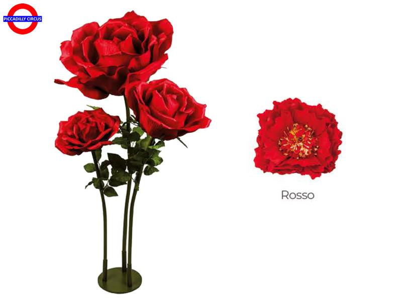 BASE METALLO 3 PEONIE ROSSA D 60/50/40 H.150
