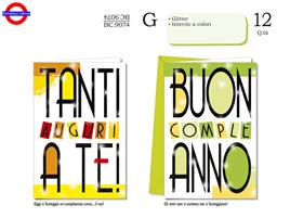 BIGLIETTO COMPLEANNO - TANTI AUGURI GLITTER 2 ASS.