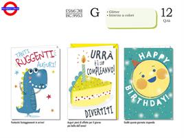 BIGLIETTO COMPLEANNO - BIMBI GLITTER 3 SOGG