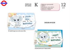 BIGLIETTO BATTESIMO -- PORTASOLDI ELEFANTINO CEL. 2 ASS.