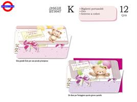 BIGLIETTO BATTESIMO -- PORTASOLDI BIMBA ORSETTA 2 ASS.