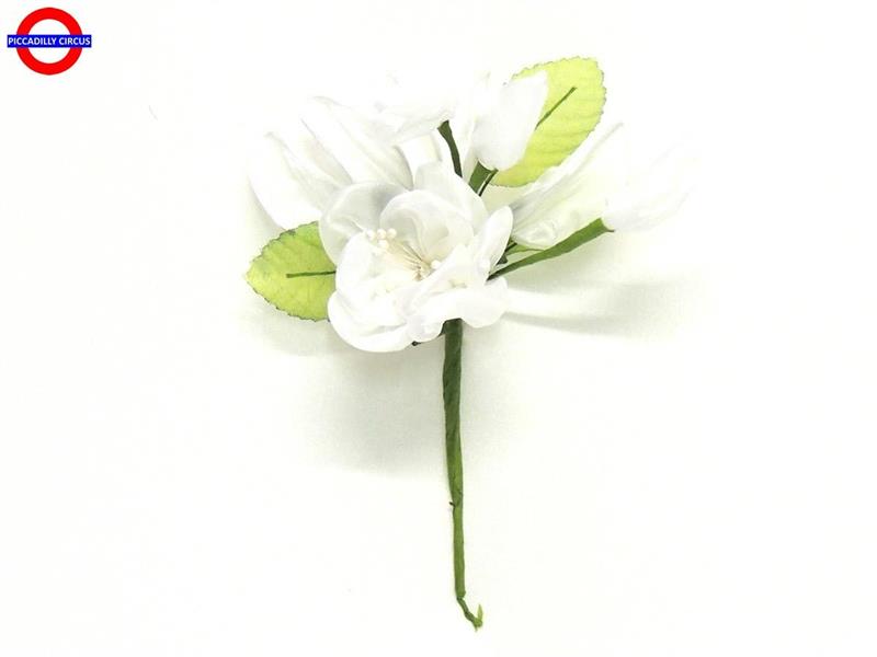 PICK FIORE SETA CON PERLA cm15 BIANCO
