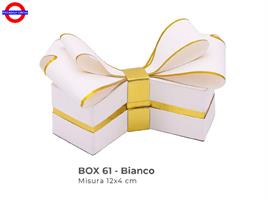 SCATOLA FIOCCO BIANCA ORO CM.12X4