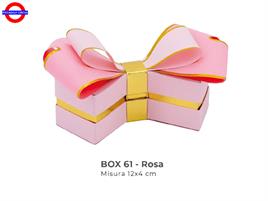SCATOLA FIOCCO ROSA ORO CM.12X4