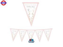 NASCITA ROSA FESTONE SCRITTA WELCOME LITTLE ONE M.3